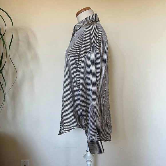 Classiques Entier Black and White Stripe Silk Blouse M - Picture 4 of 10